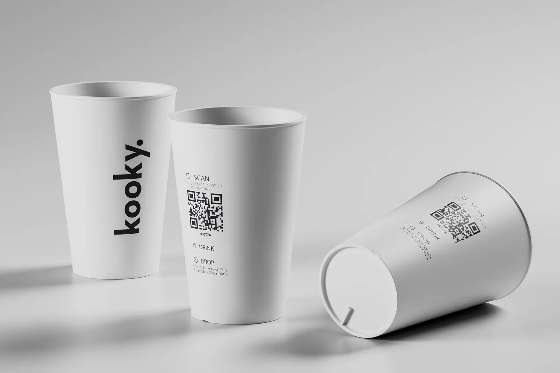 kooky Mehrwegbecher mit QR-Code für das Pfandsystem