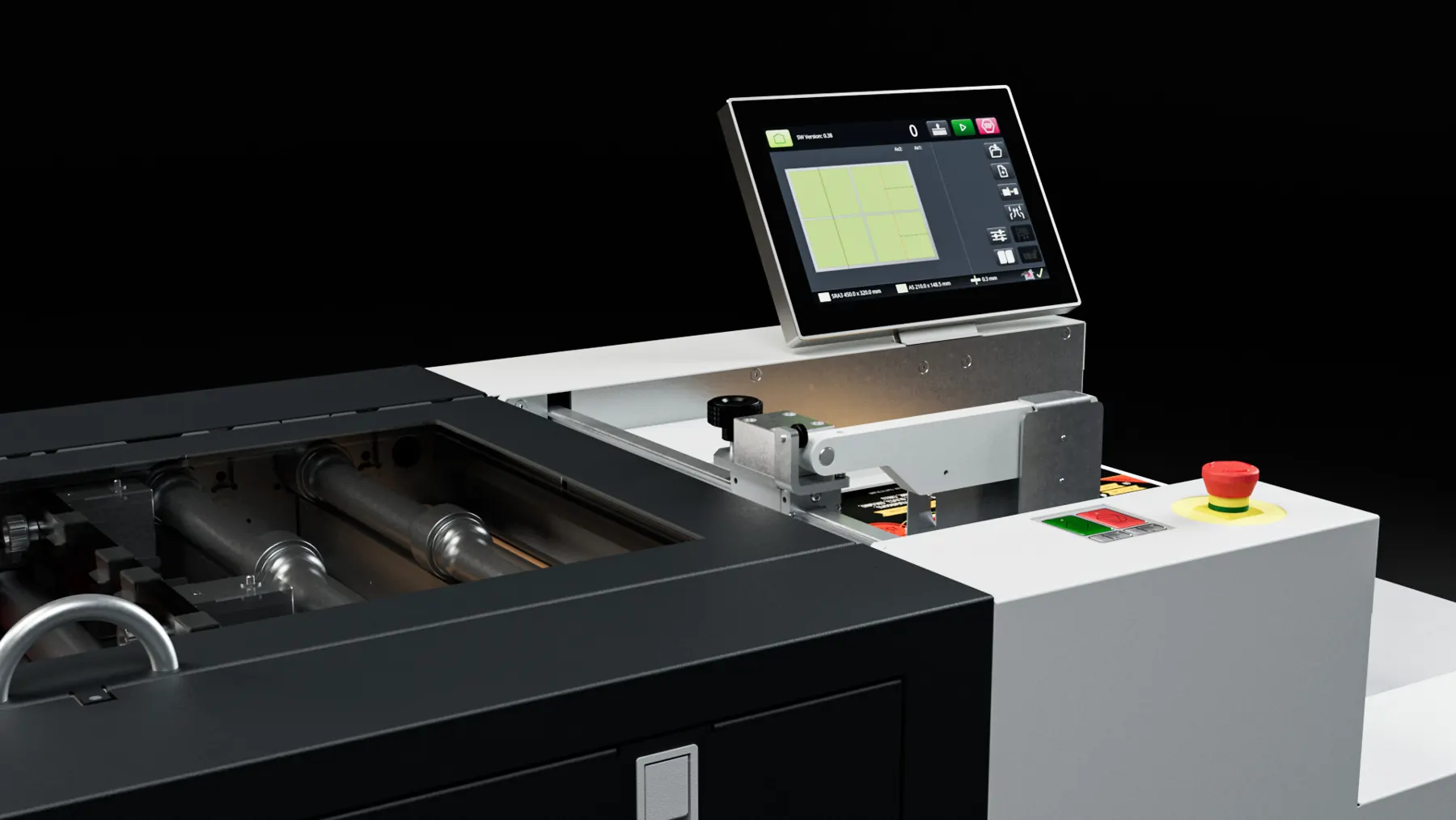Multifinisher CPC375 PRO von Multigraf mit Touch-Display – Standbild aus der 3D-Animation